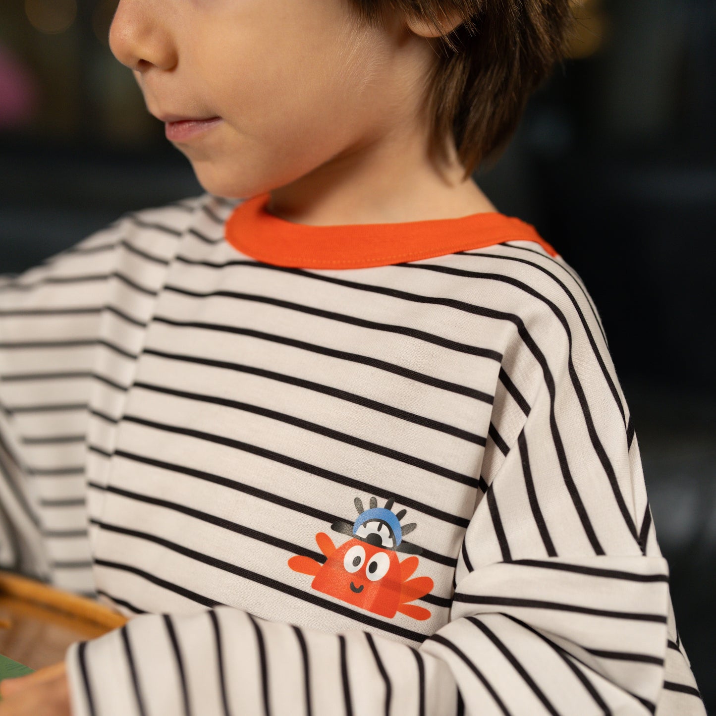 CRABSTER Çizgili Uzun Kollu Unisex Tişört